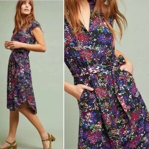 Anthropologie Colloquial Floral Button Dress